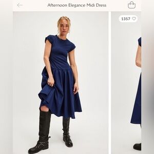 Free people afternoon elegance navy midi dropped waist dress Xs small